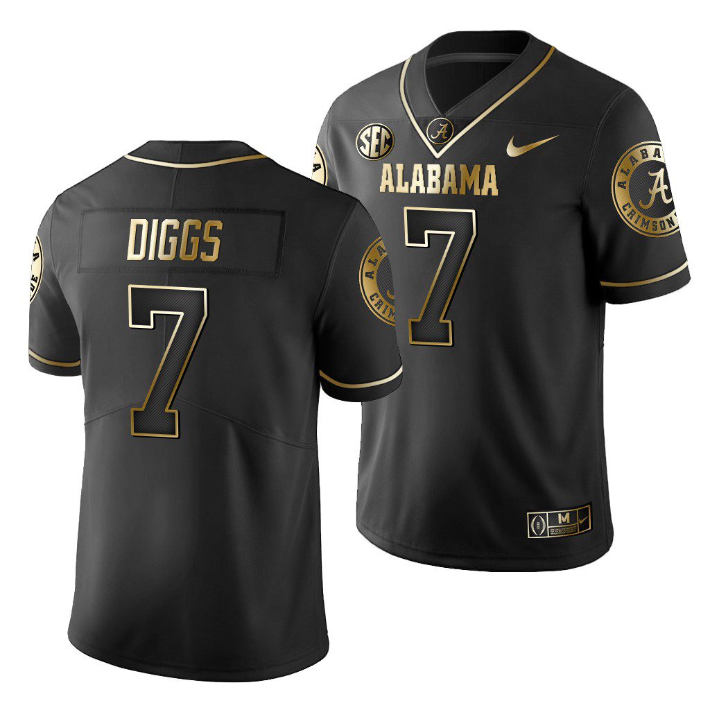 Men's Alabama Crimson Tide Trevon Diggs #7 Black Golden Edition 2019 Limited NCAA College Football Jersey